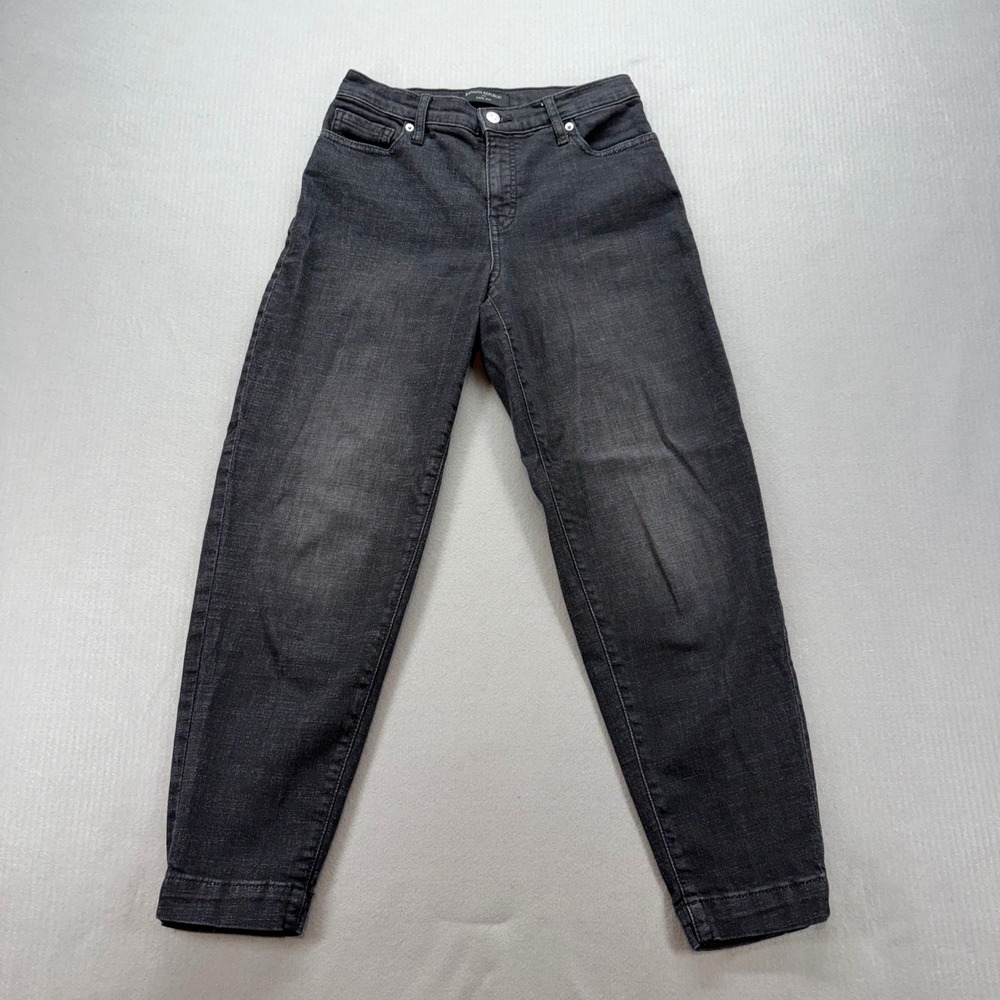 Banana Republic Barrel Jeans Womens 26/2 Black Wash High Rise Tapered 664707-00